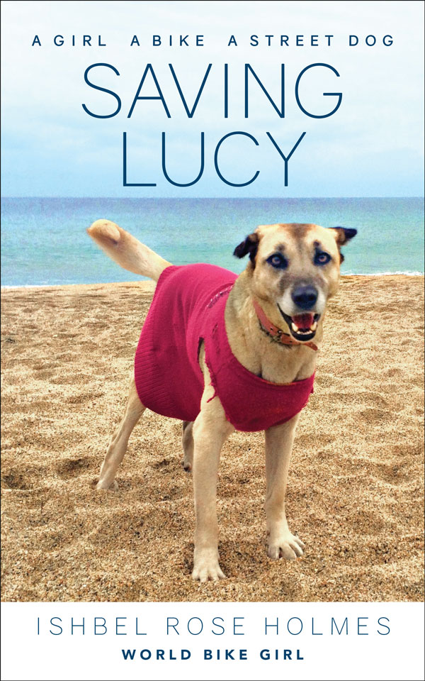 Saving Lucy book cover with dog on beach